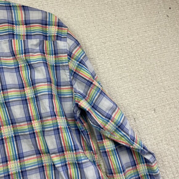 AU NOIR Button Down Shirt Men’s Size 5 Multicolor pride Plaid Flip Cuff Preppy - Picture 13 of 16